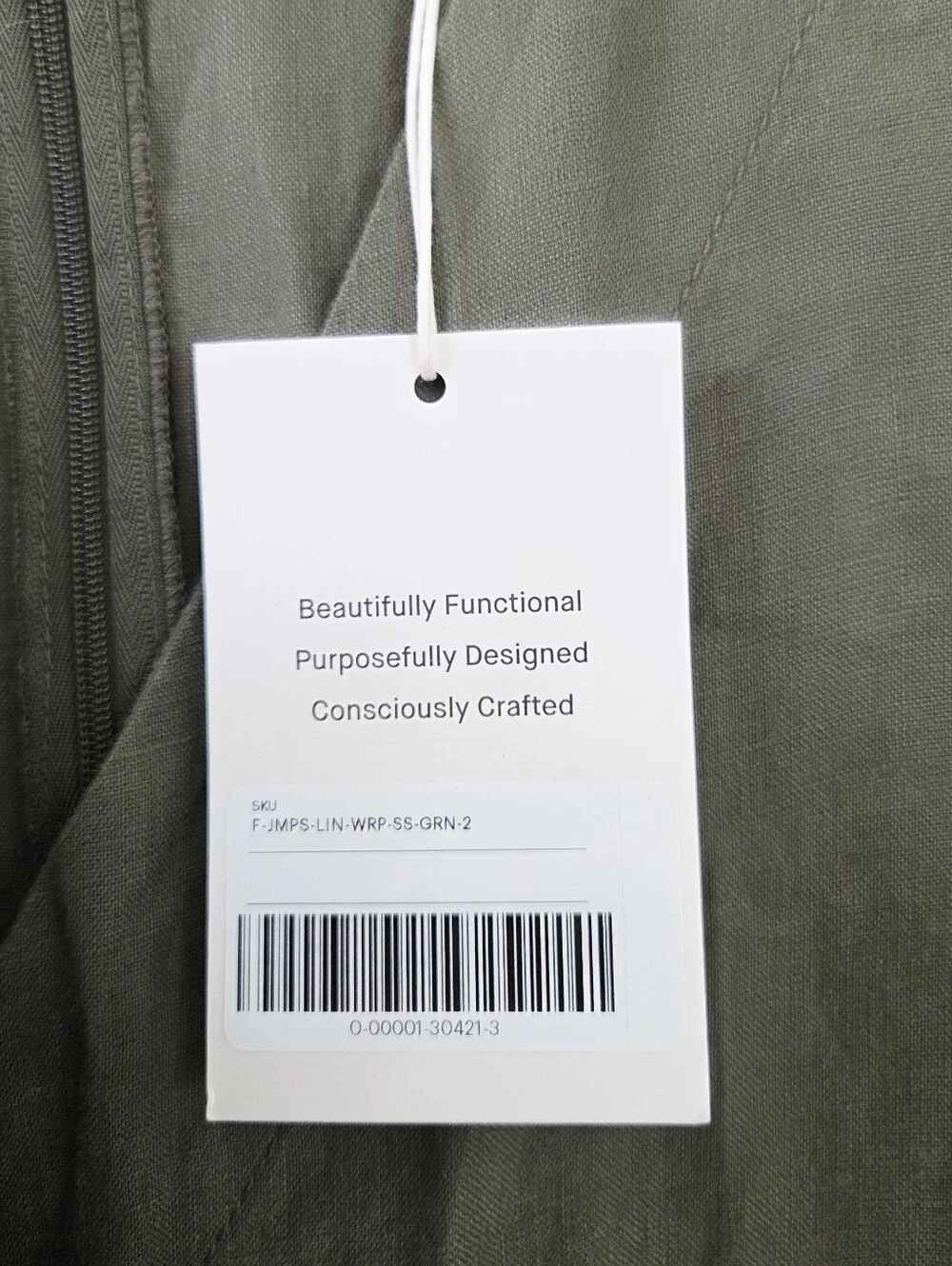 Everlane The Wrap Jumpsuit in Linen Kalamata Green Khaki Olive Size 2